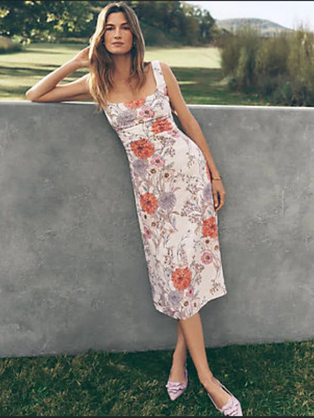 NWT Ann Taylor Floral Square Neck Midi Dress – Size 2